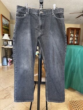 High Sierra Men's Straight Jeans in Black-Grey Wash